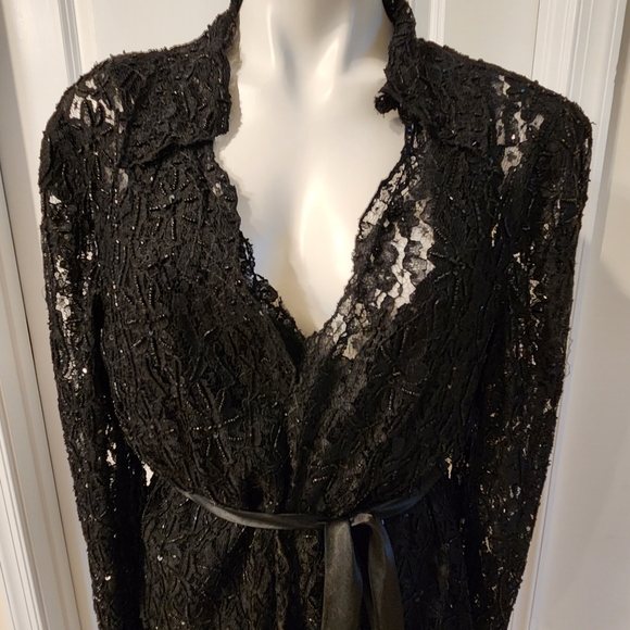 Lawrence Kazar vintage black dress lace jacket set size 16 - Picture 9 of 15